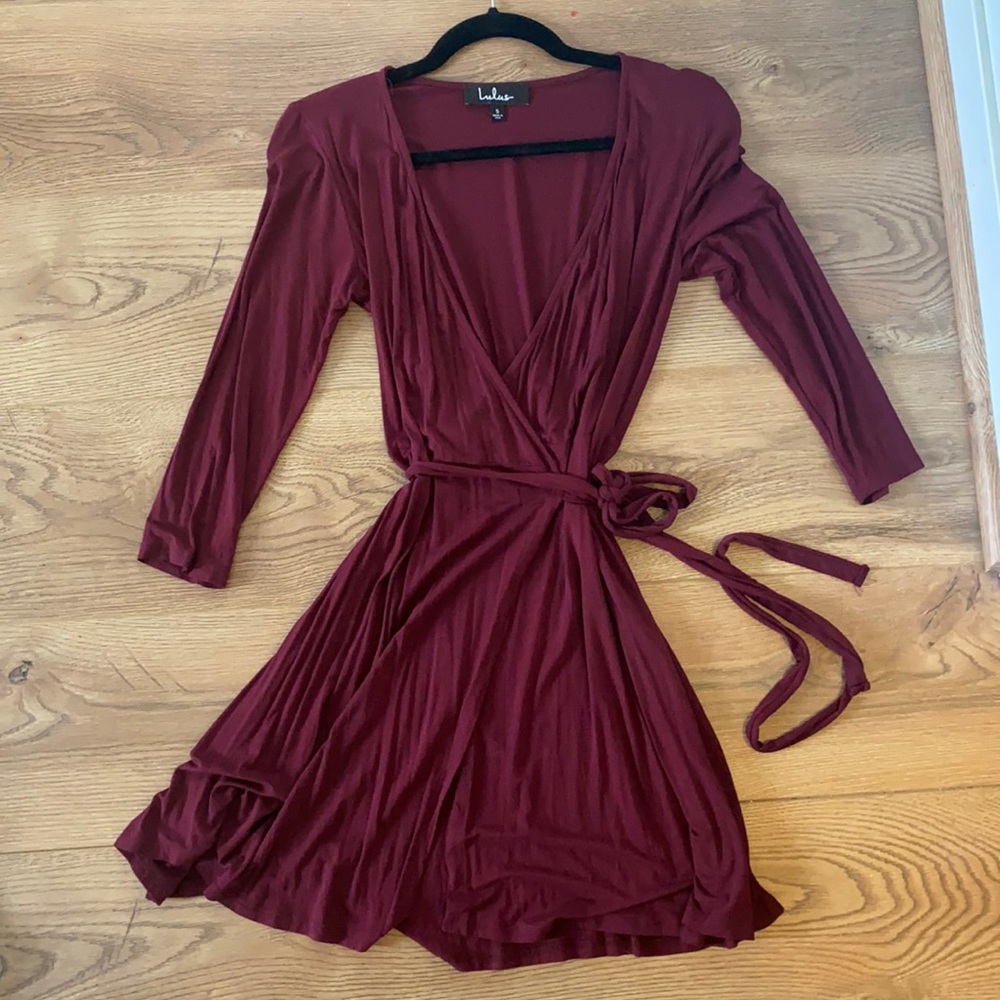 Lulu Red Long Sleeve Wrap Dress